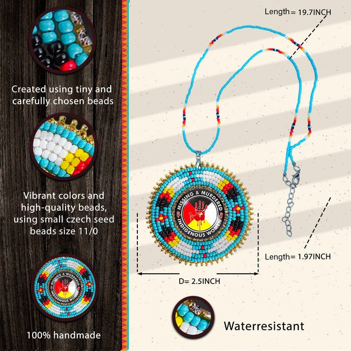 MMIW Handmade Beaded Wire Necklace Pendant For Women With Native American Style