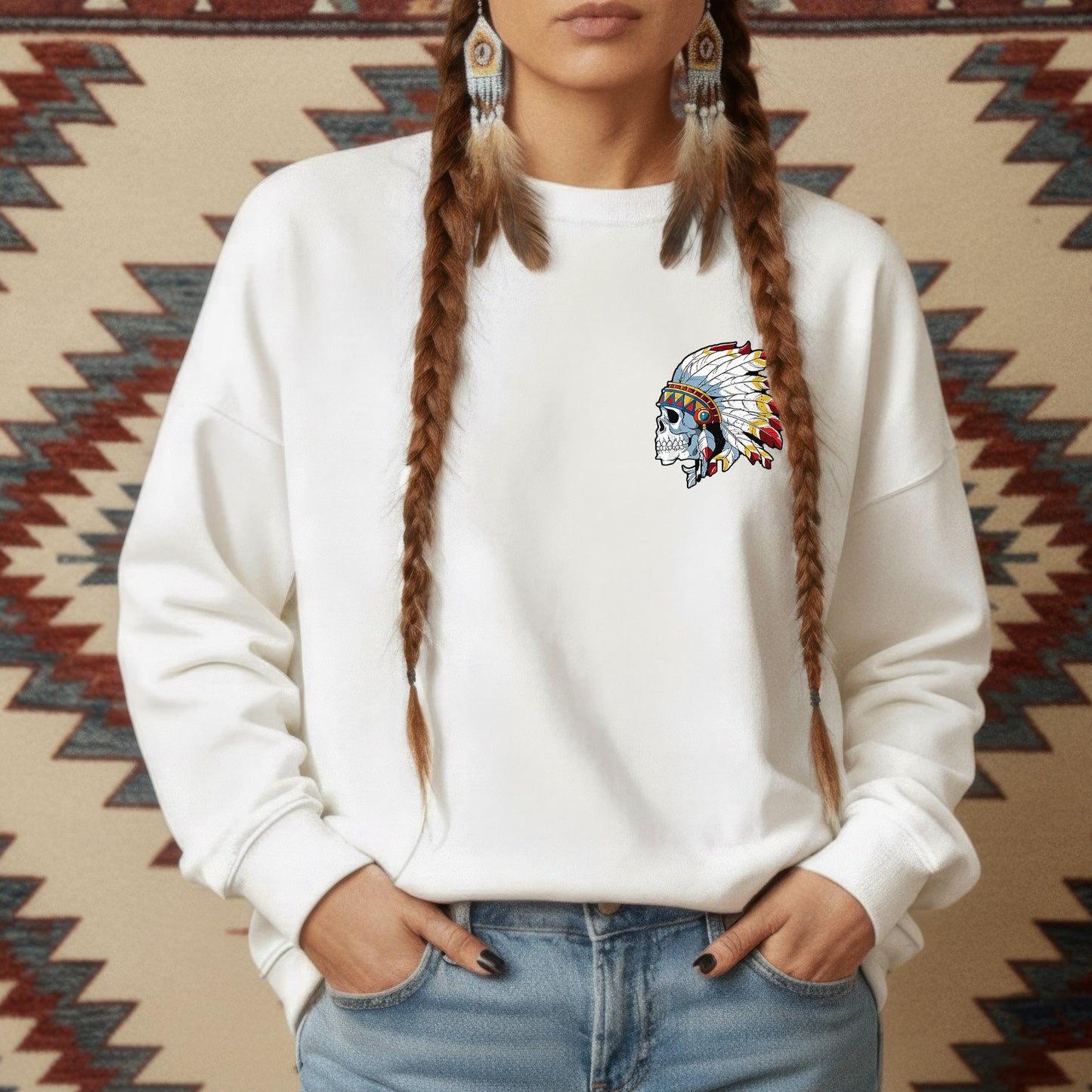 I’m Not As White As I Look – Feather Skull Graphic – Two Sides – Unisex T-Shirt  / Hoodie / Sweatshirt