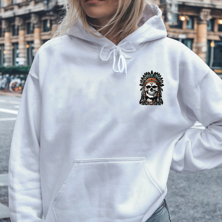 Native Inspired War Chief Skull Fear None Wild Free- Two sides - Unisex T-Shirt/Hoodie/Sweatshirt