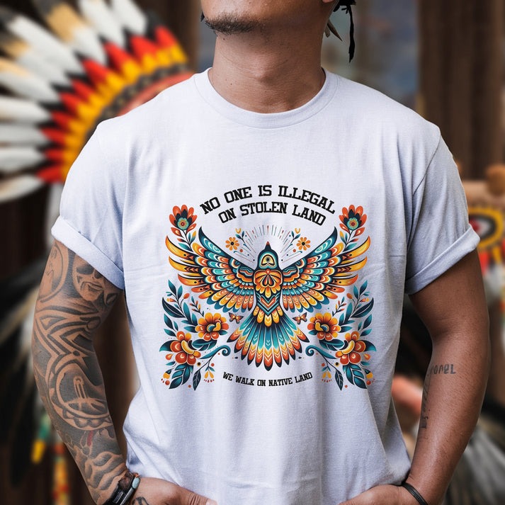 No One Is Illegal On Stolen Land Colorful Eagle Unisex T-Shirt/Hoodie/Sweatshirt