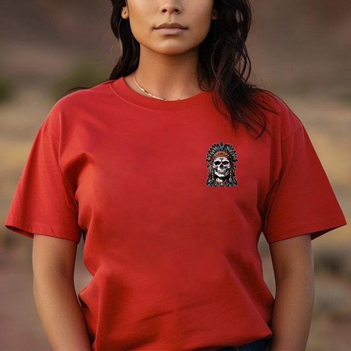 Native Inspired War Chief Skull Fear None Wild Free- Two sides - Unisex T-Shirt/Hoodie/Sweatshirt