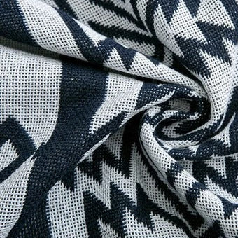 Navajo Black & Cream Reversible Woven Blanket – Tribal Geometric Pattern Throw