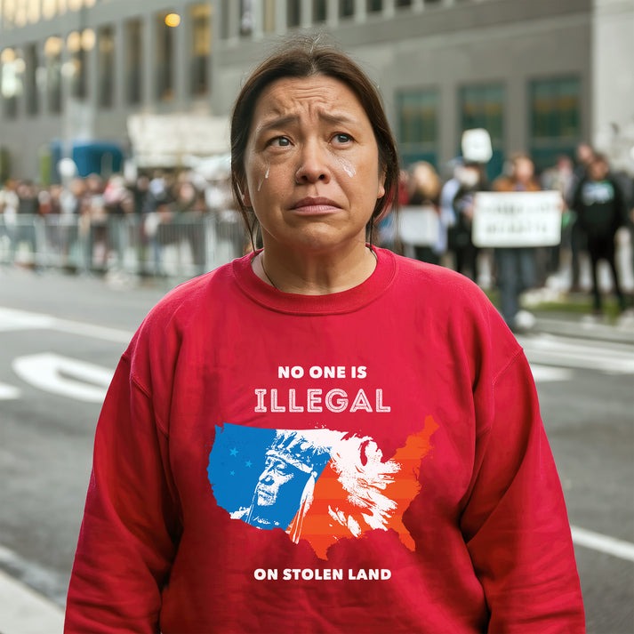 NO ONE IS ILLEGAL ON STOLEN LAND. WE WALK ON NATIVE LAND - One sides - Unisex T-Shirt/Hoodie/Sweatshirt