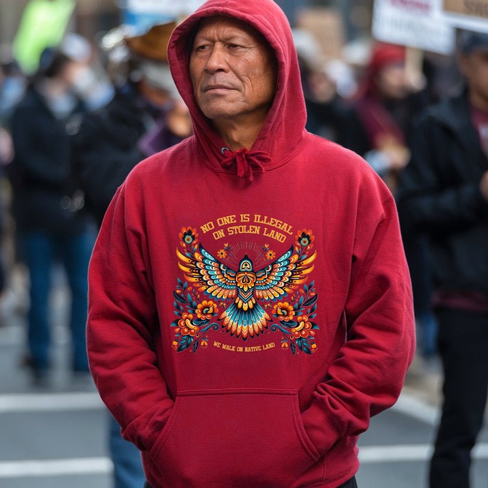 No One Is Illegal On Stolen Land Colorful Eagle Unisex T-Shirt/Hoodie/Sweatshirt