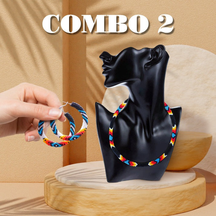 Handmade Black Dusk Pattern Beaded Earrings for Women