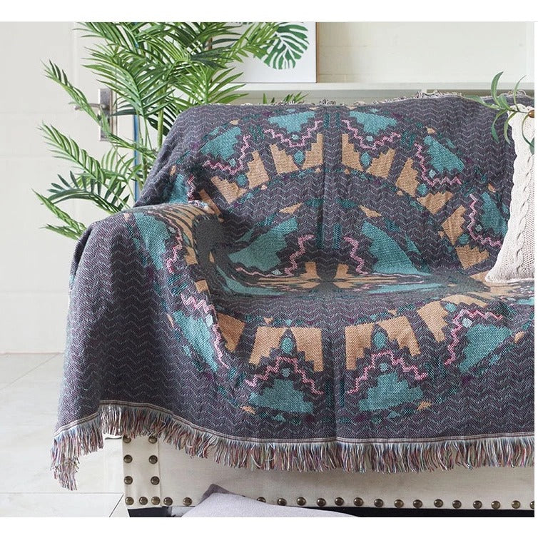 Tribal Bohemian Tapestry Tablecloth – Warm Colors, Soft Texture