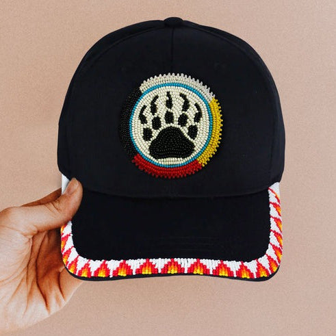Bear Paw Baseball Cap With Patch Brim Unisex Native American Style
