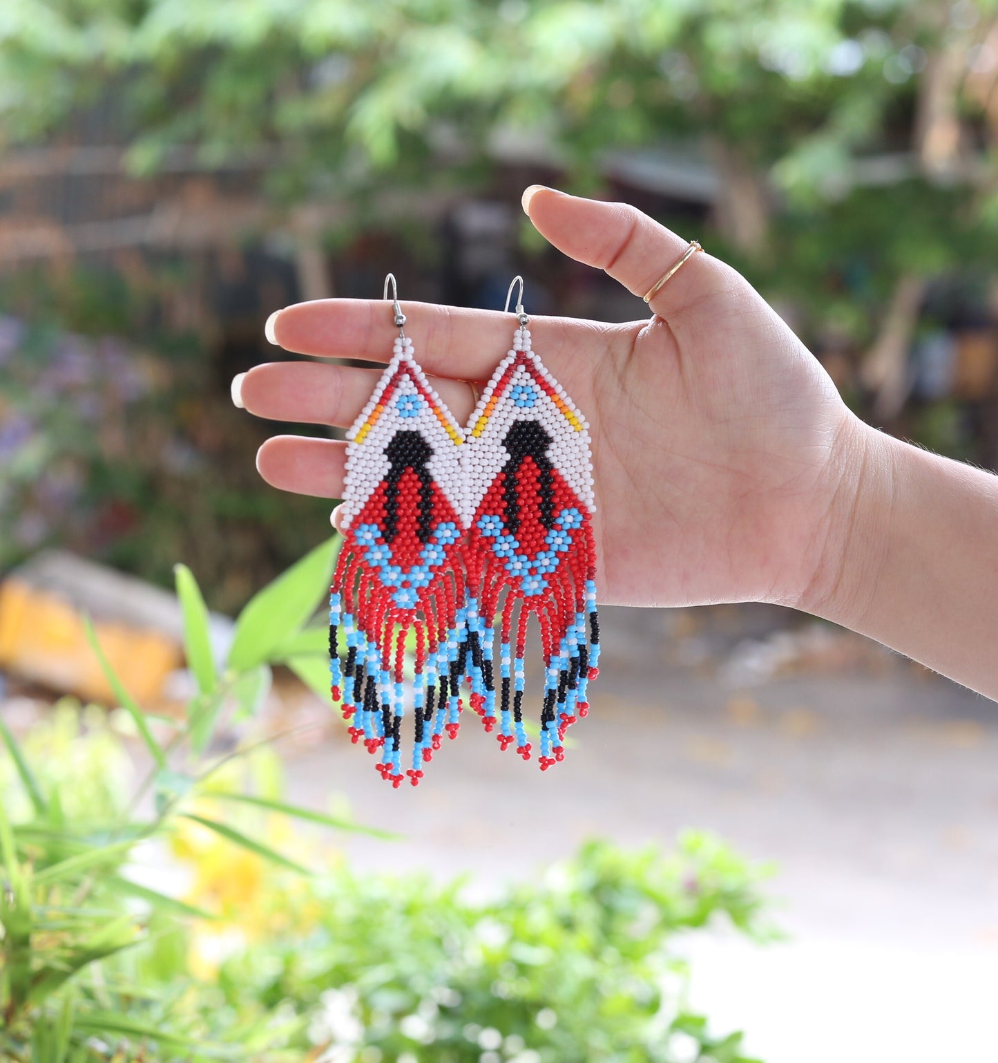 Indigenous Women Pattern Beaded Handmade Earrings For Women
