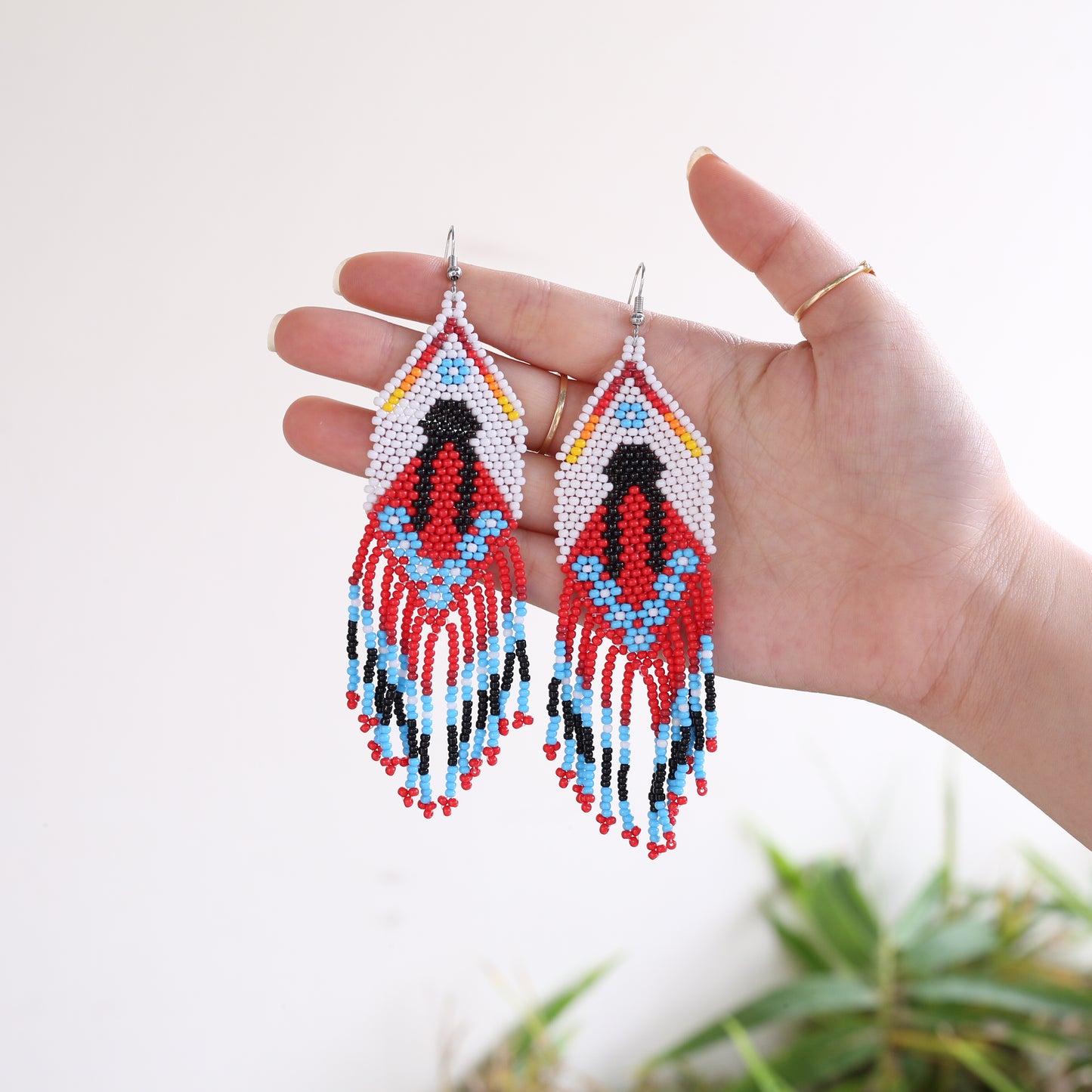 Indigenous Women Pattern Beaded Handmade Earrings For Women