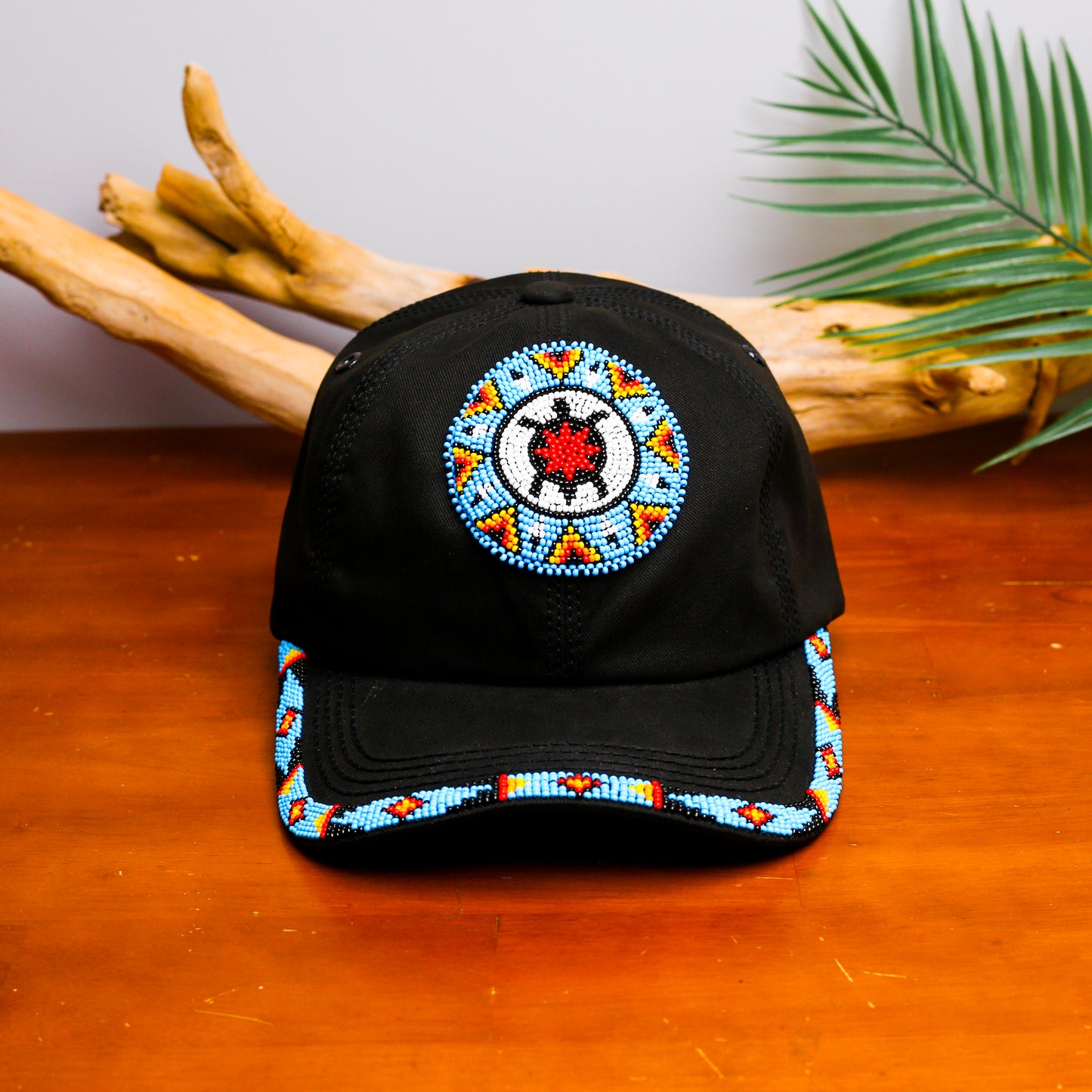 Blue Turtle Baseball Cap With Patch And Brim Cotton Unisex Native American Style