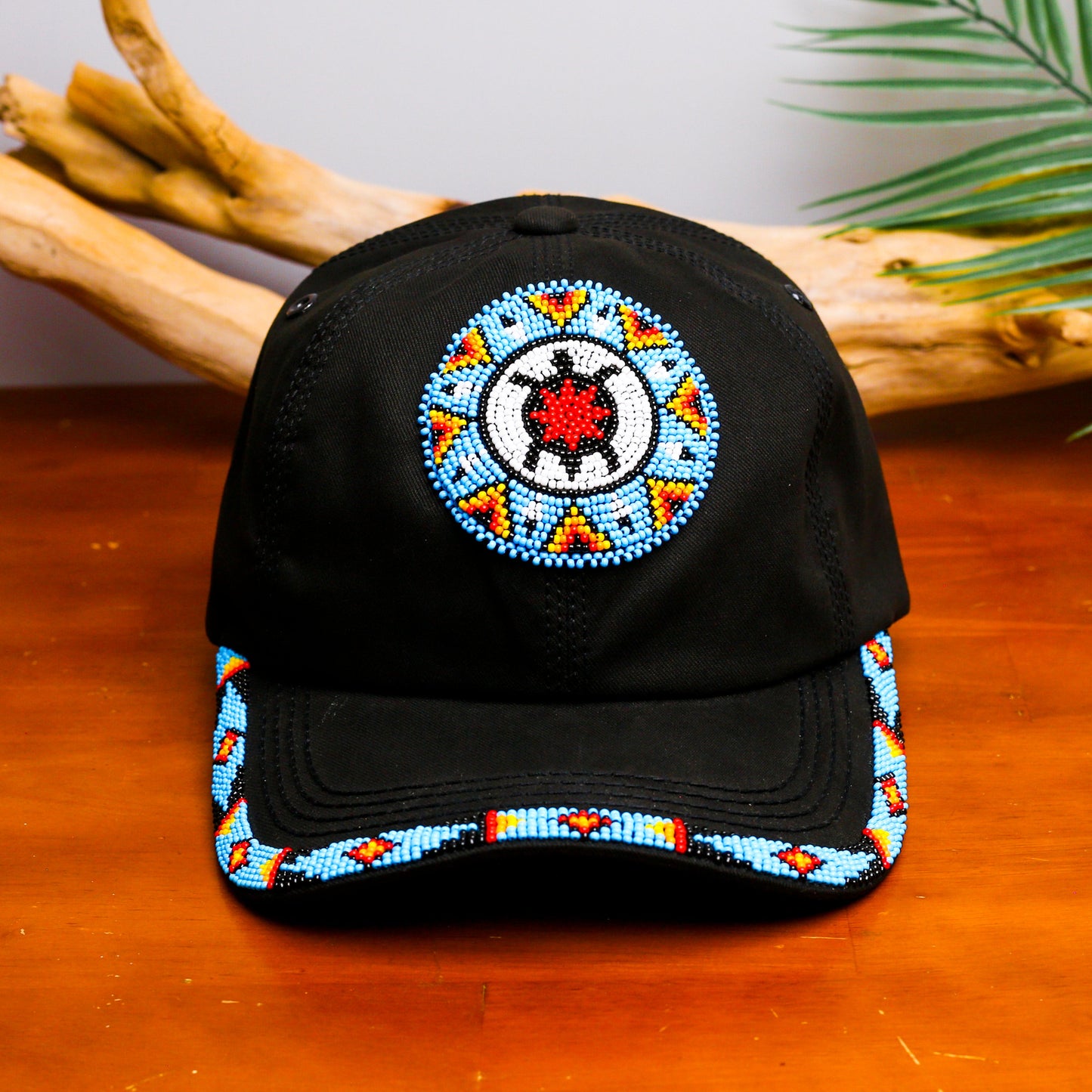 Blue Turtle Baseball Cap With Patch And Brim Cotton Unisex Native American Style