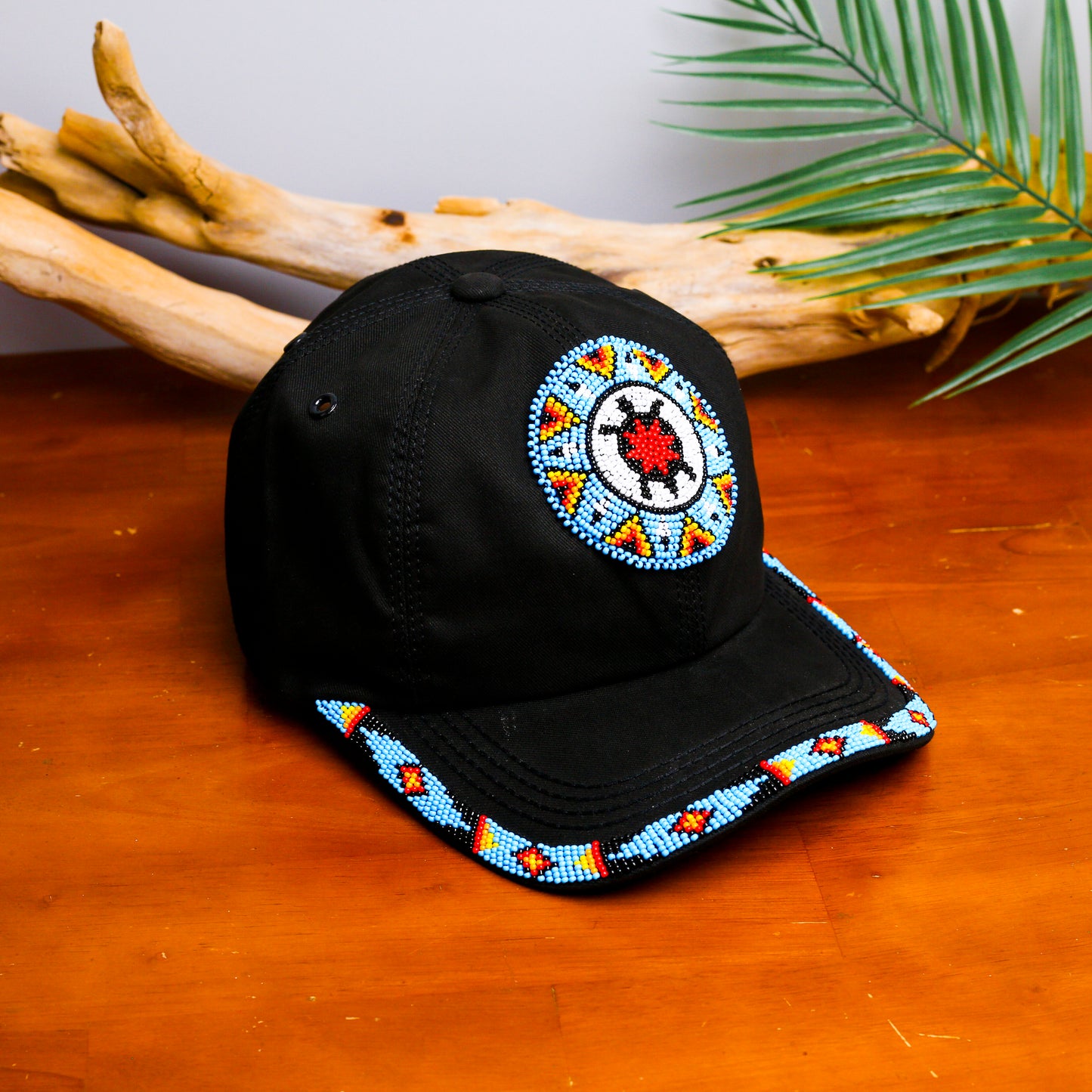 Blue Turtle Baseball Cap With Patch And Brim Cotton Unisex Native American Style
