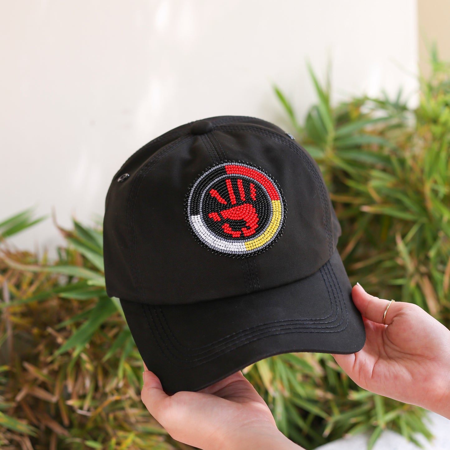 MMIW Feathers Cotton Unisex Baseball Cap With Beaded Patch Brim Native American Style
