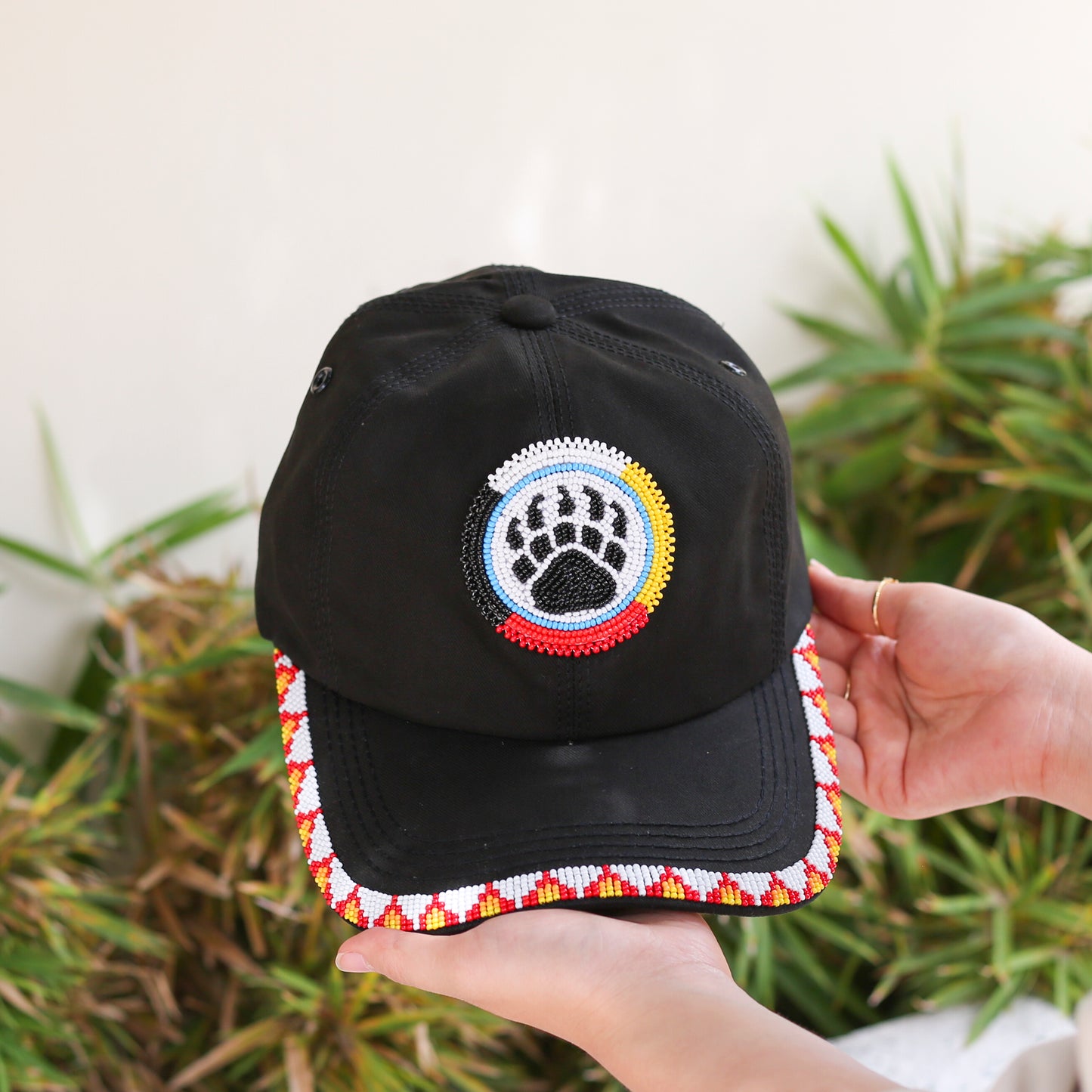 Bear Paw Baseball Cap With Patch Brim Unisex Native American Style