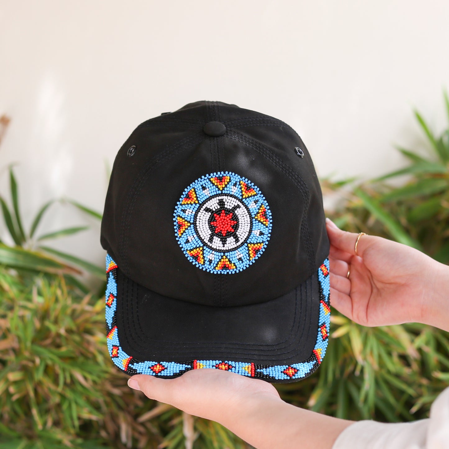 Blue Turtle Baseball Cap With Patch And Brim Cotton Unisex Native American Style