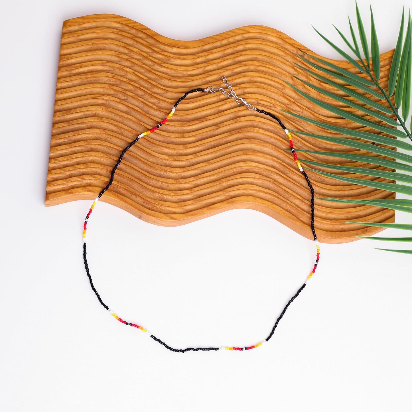 Full Color Handmade Beaded Necklace – Blue, Black, White & Red - Native American Style (Unisex)