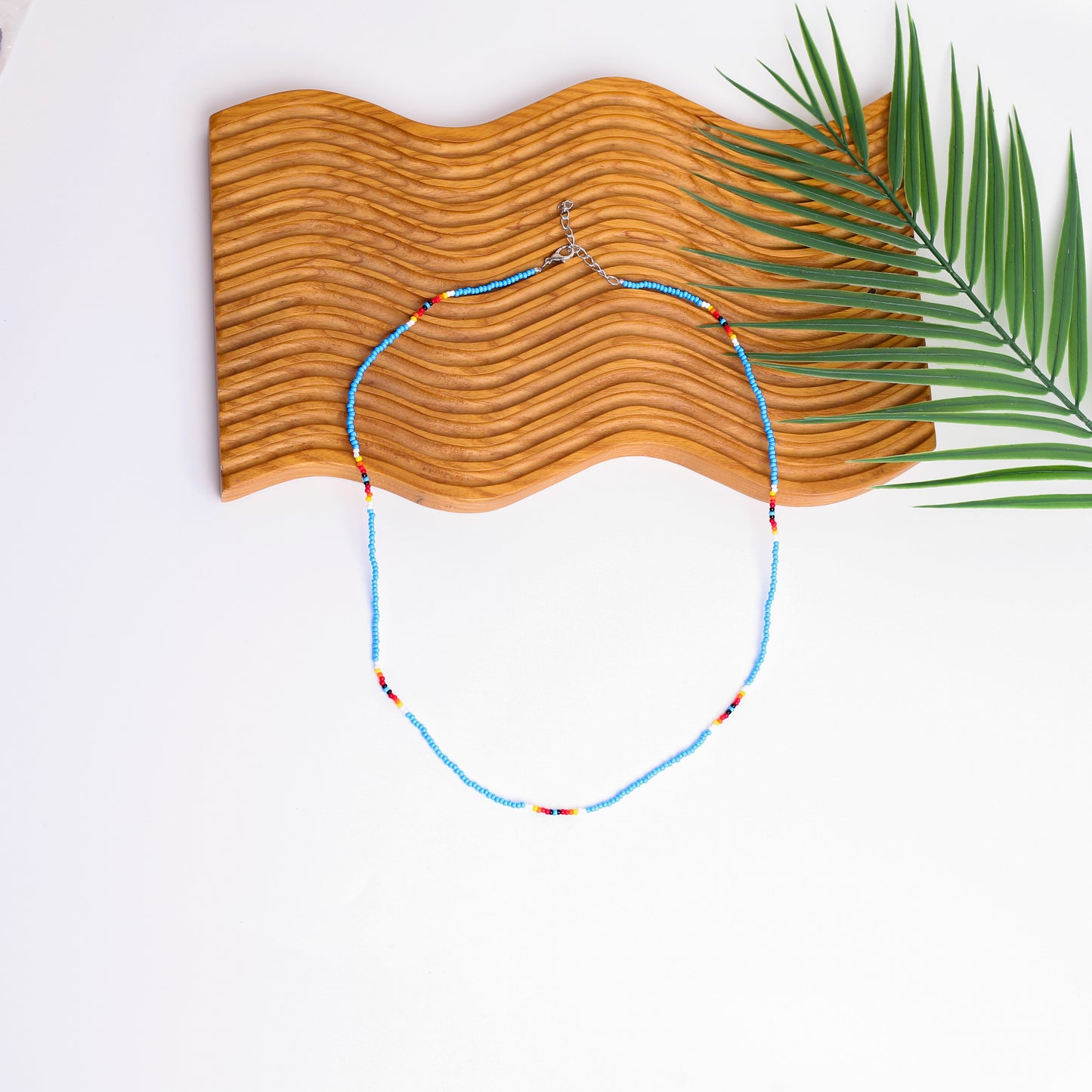 Full Color Handmade Beaded Necklace – Blue, Black, White & Red - Native American Style (Unisex)