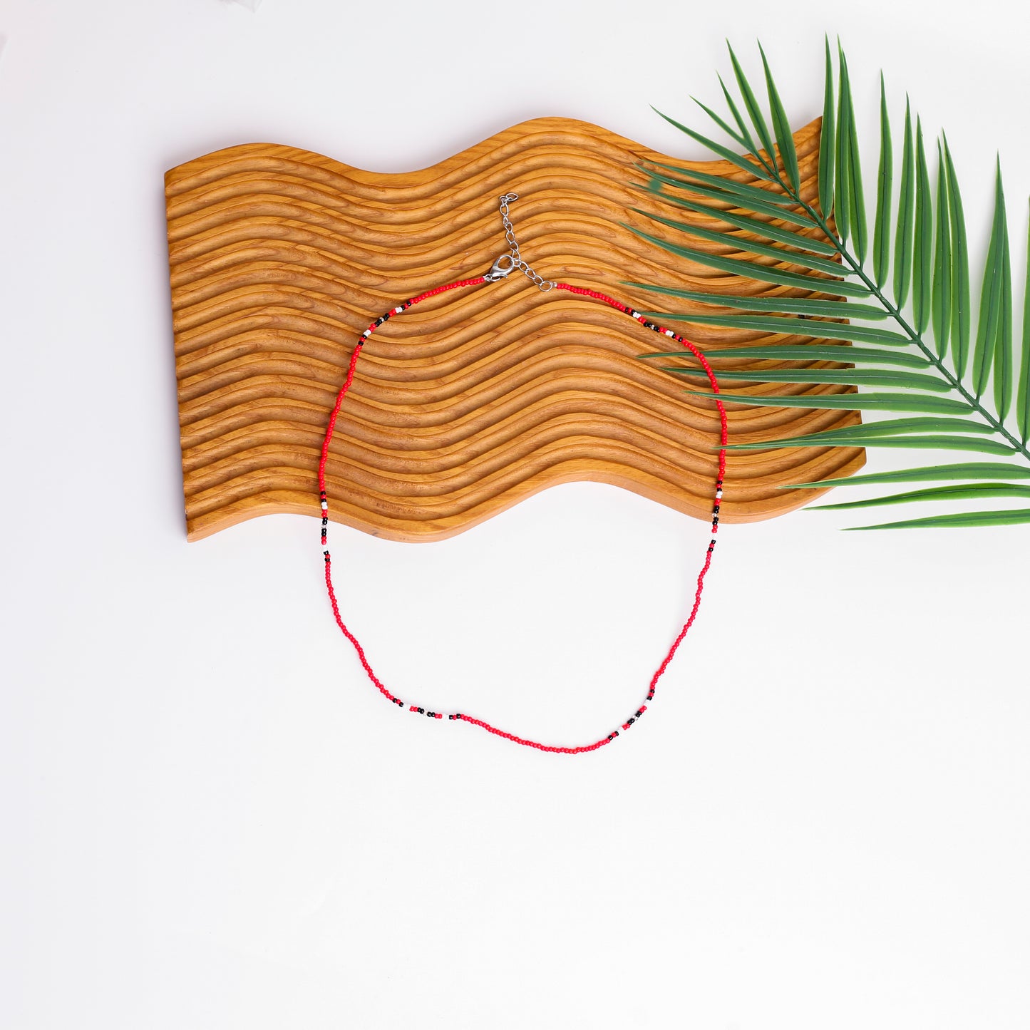Full Color Handmade Beaded Necklace – Blue, Black, White & Red - Native American Style (Unisex)