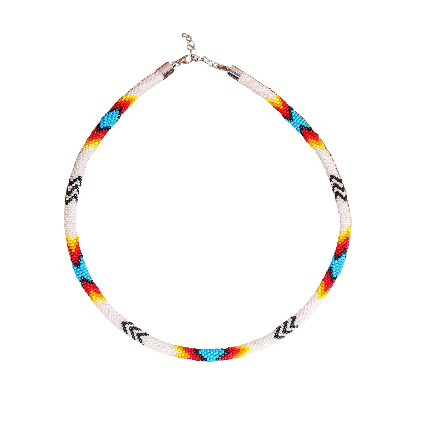 White Lightning Pattern Beaded Handmade Necklace For Women Native American Style