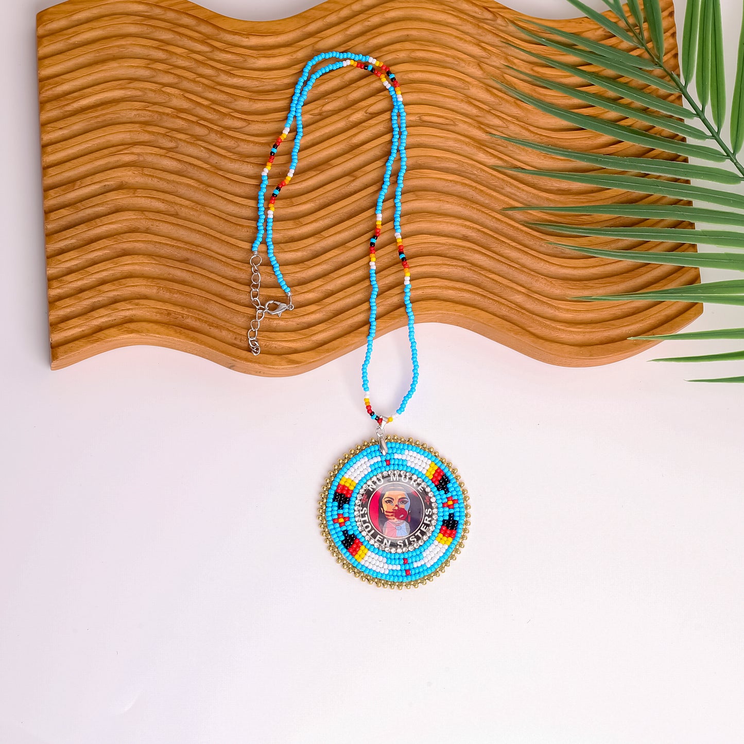 No More Stolen Sister Feathers Handmade Beaded Wire Necklace Pendant Unisex With Native American Style