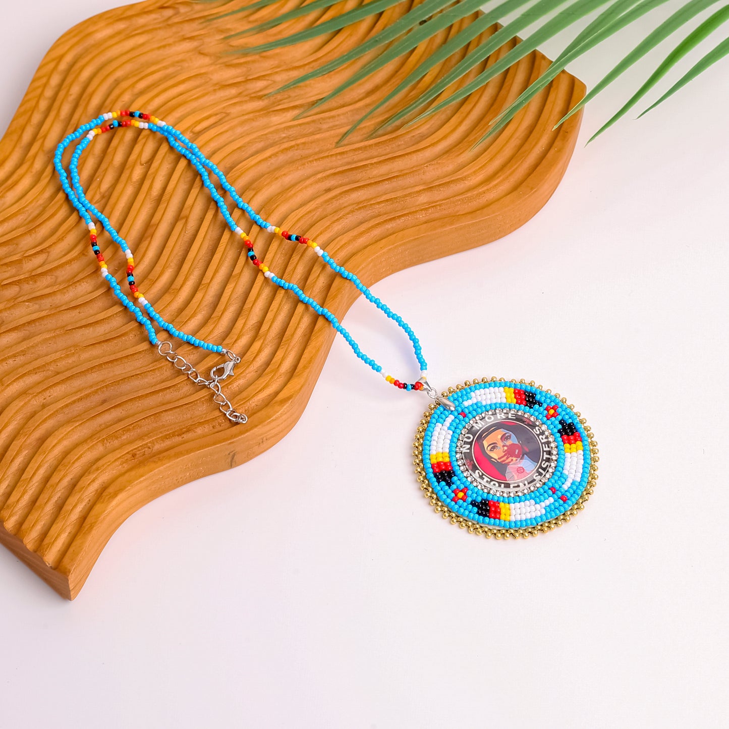 No More Stolen Sister Feathers Handmade Beaded Wire Necklace Pendant Unisex With Native American Style