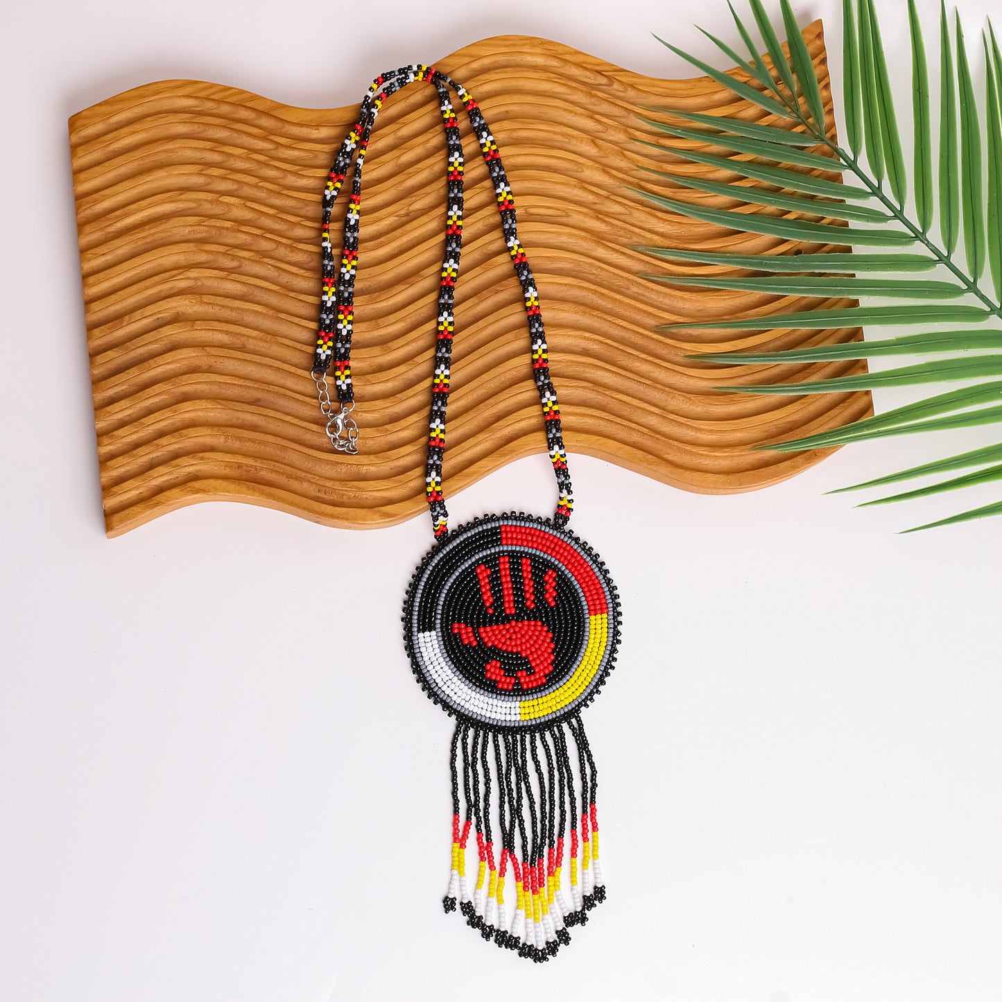 MMIW Handprint Beaded Choker Necklace Premium Native American Style