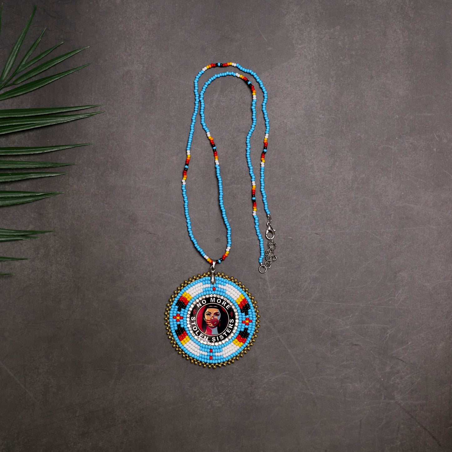 No More Stolen Sister Feathers Handmade Beaded Wire Necklace Pendant Unisex With Native American Style
