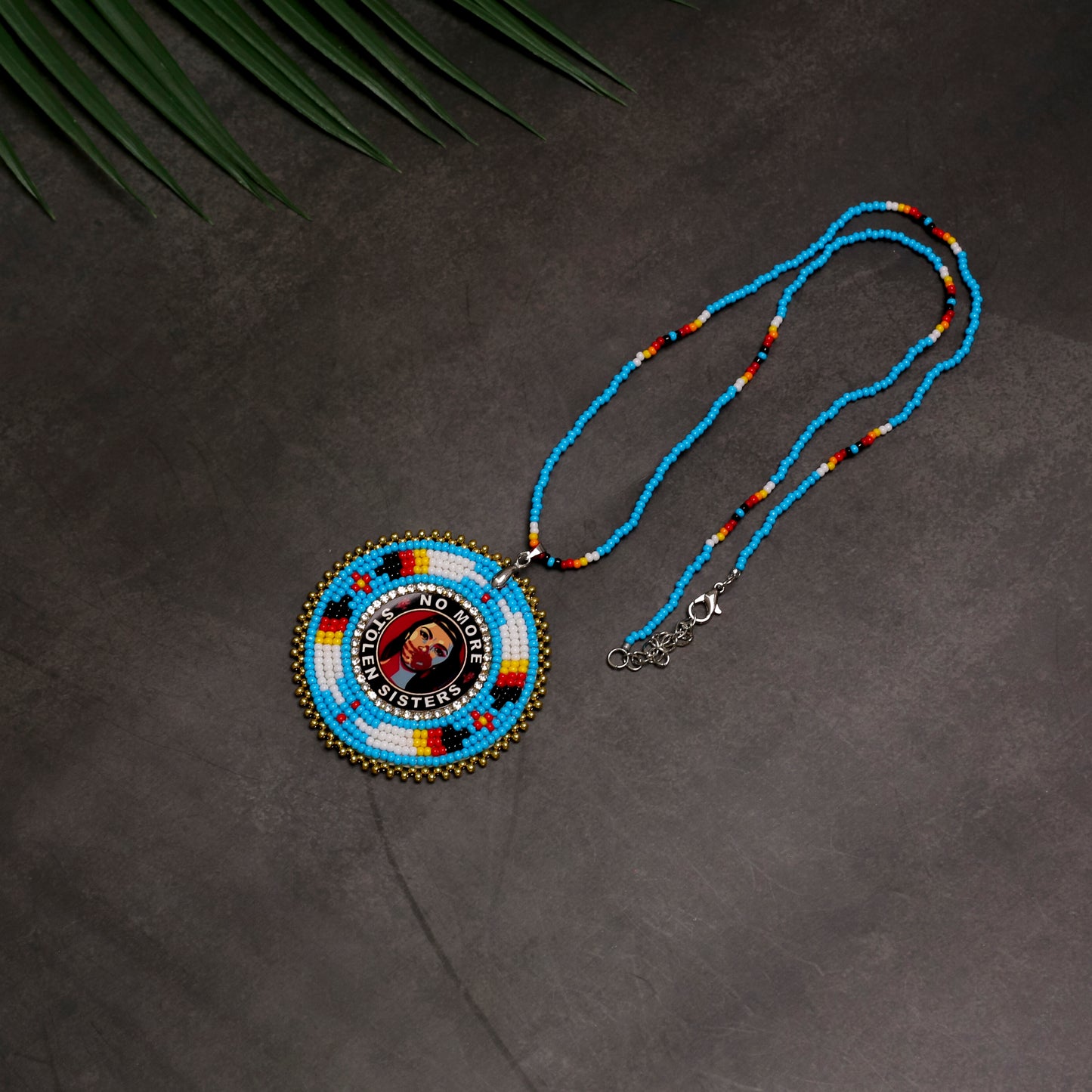 No More Stolen Sister Feathers Handmade Beaded Wire Necklace Pendant Unisex With Native American Style