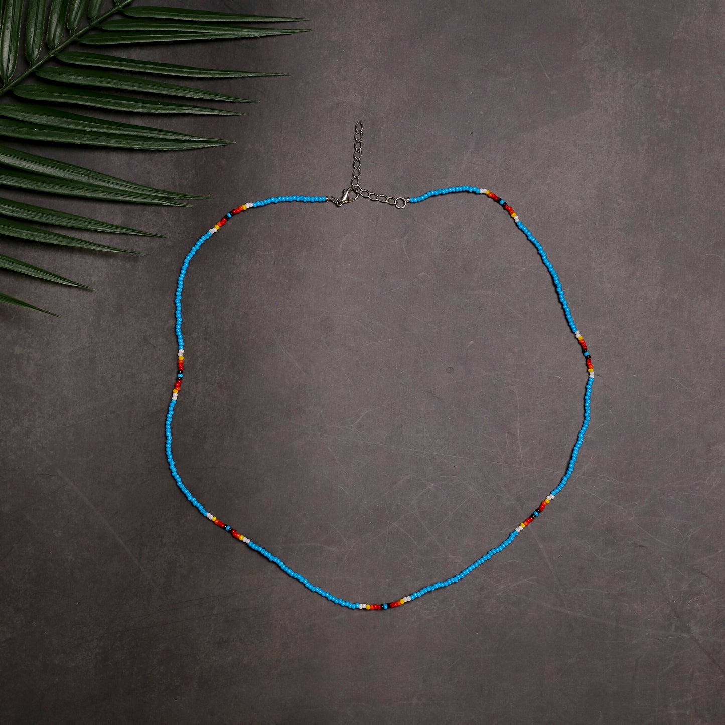 Full Color Handmade Beaded Necklace – Blue, Black, White & Red - Native American Style (Unisex)