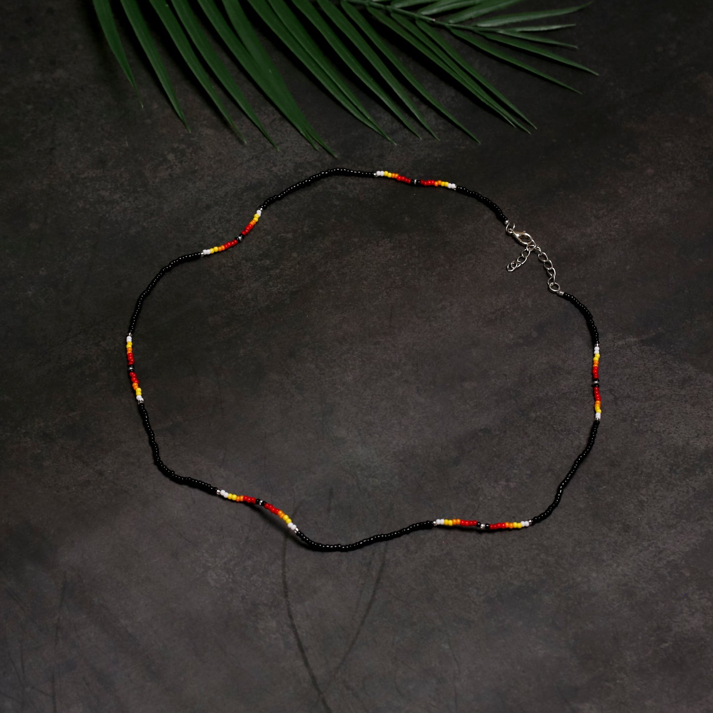 Full Color Handmade Beaded Necklace – Blue, Black, White & Red - Native American Style (Unisex)