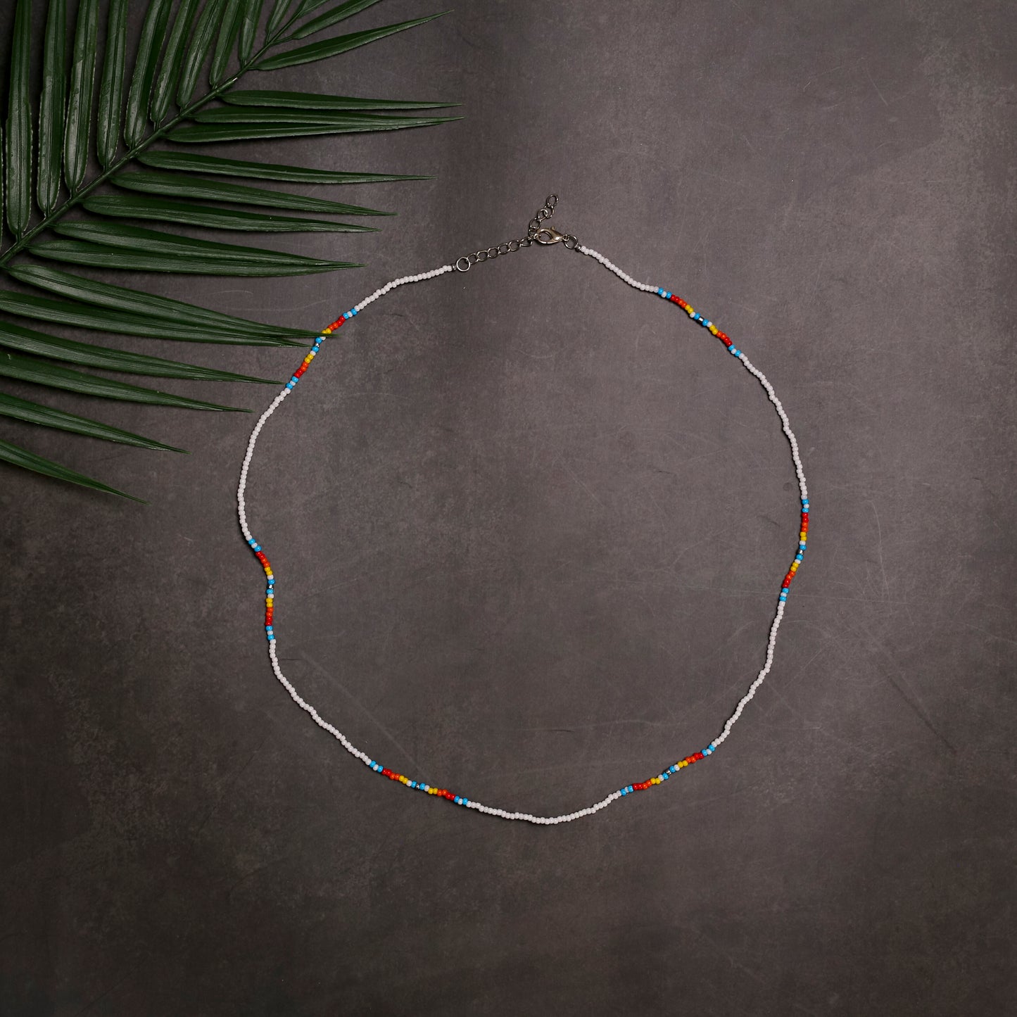 Full Color Handmade Beaded Necklace – Blue, Black, White & Red - Native American Style (Unisex)