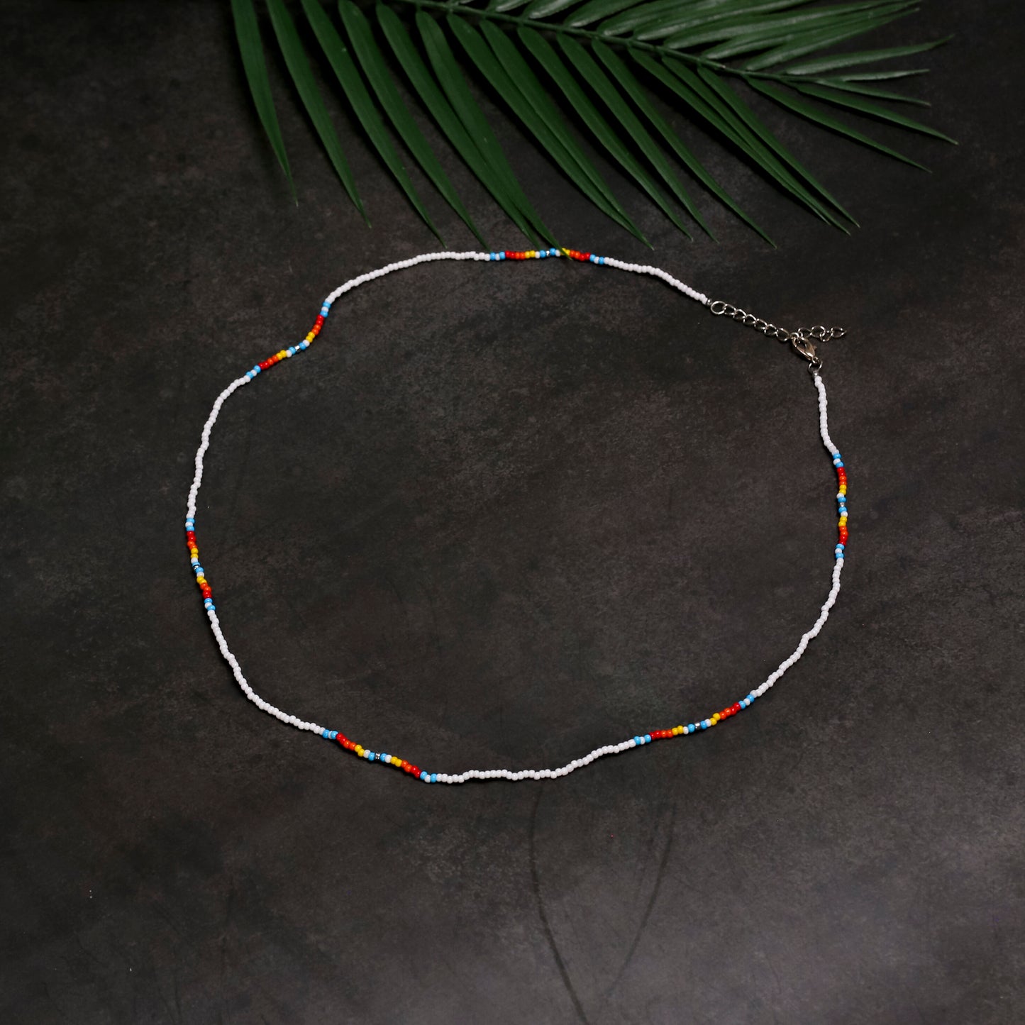 Full Color Handmade Beaded Necklace – Blue, Black, White & Red - Native American Style (Unisex)