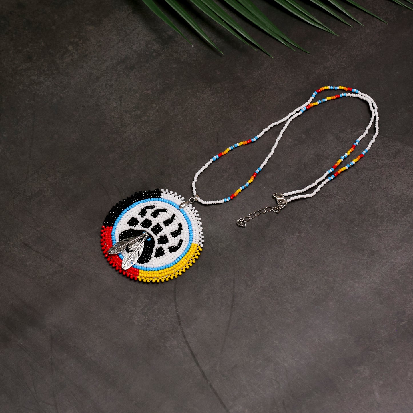 Bear Paw Handmade Beaded Wire Necklace Pendant Unisex With Native American Style