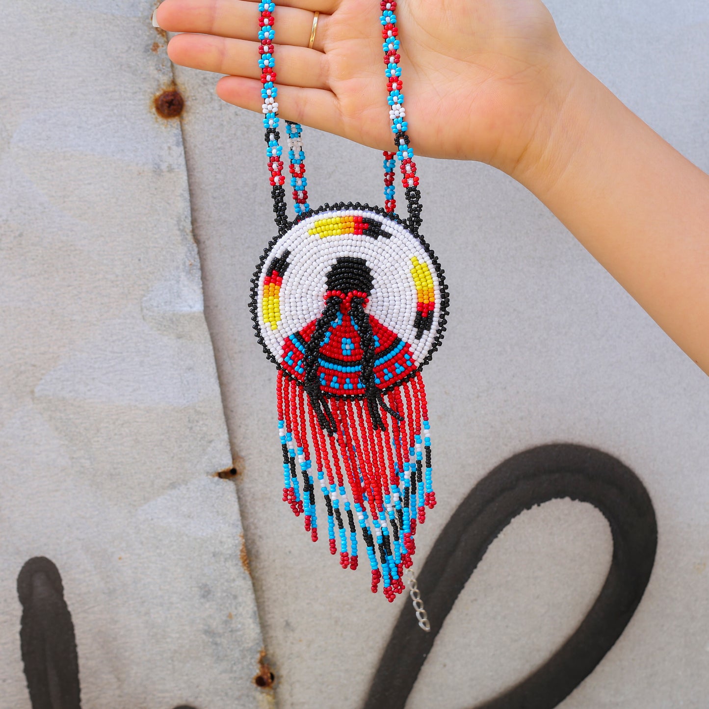 Premium MMIW Handmade Beaded Necklace Long Native American Style for Women