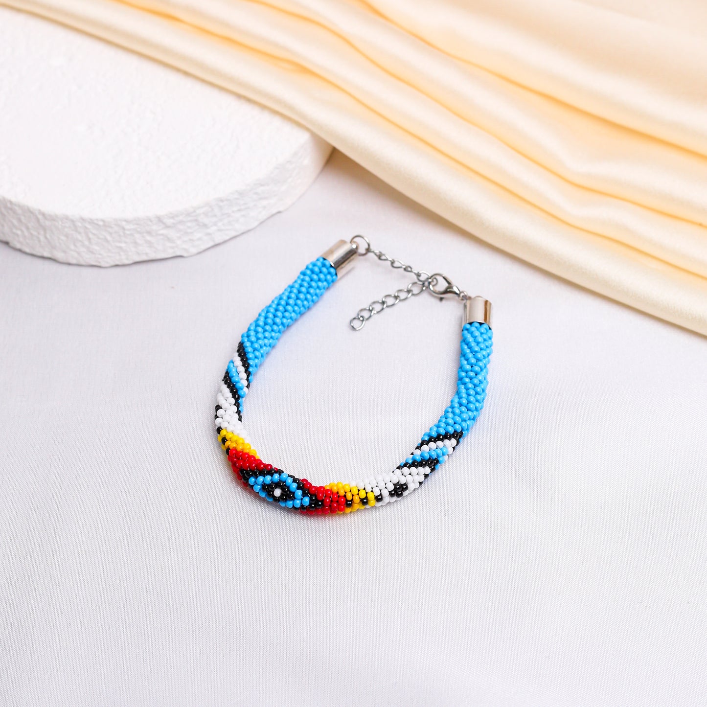 Women's Handmade Dark Blue Eye Beaded Bracelet