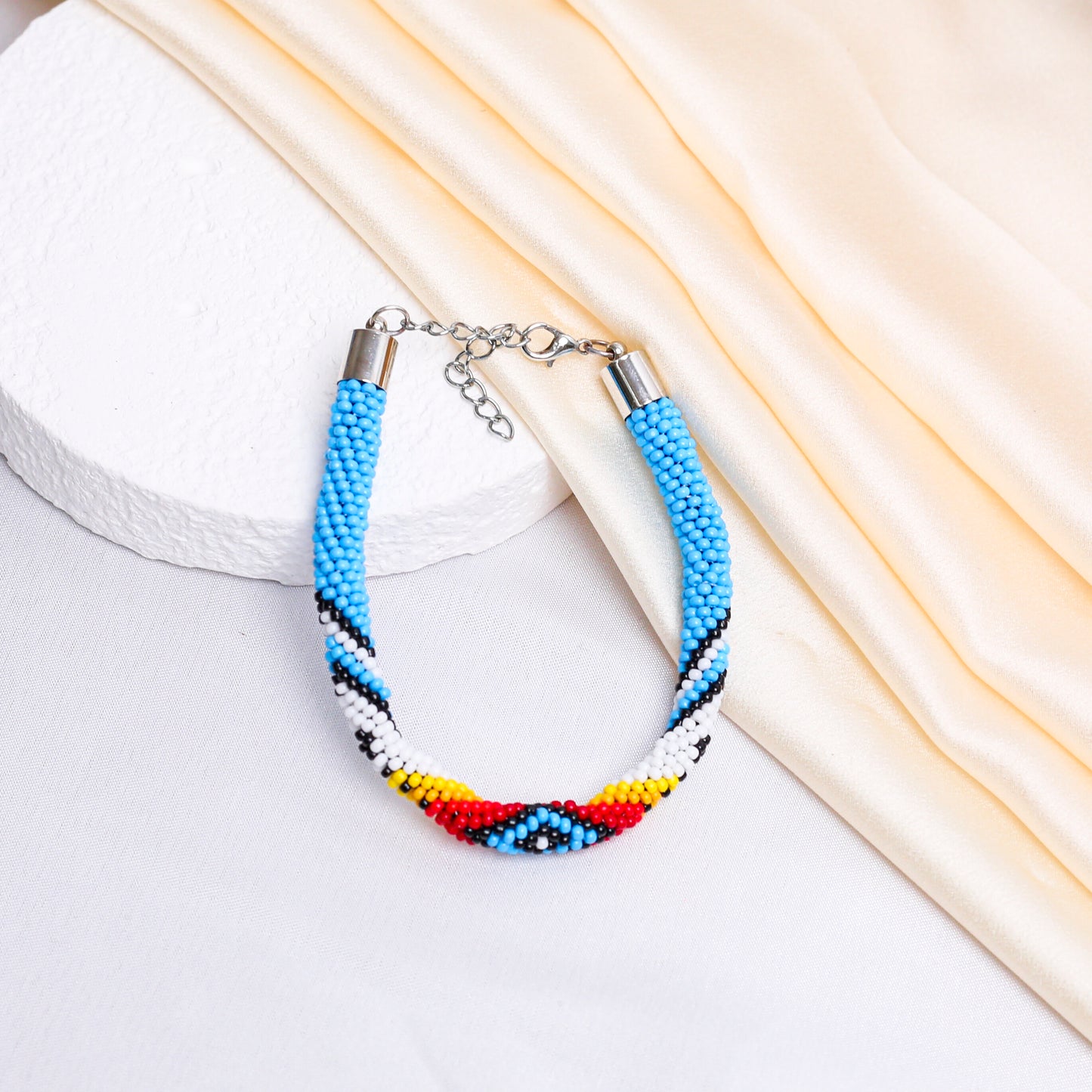 Women's Handmade Dark Blue Eye Beaded Bracelet