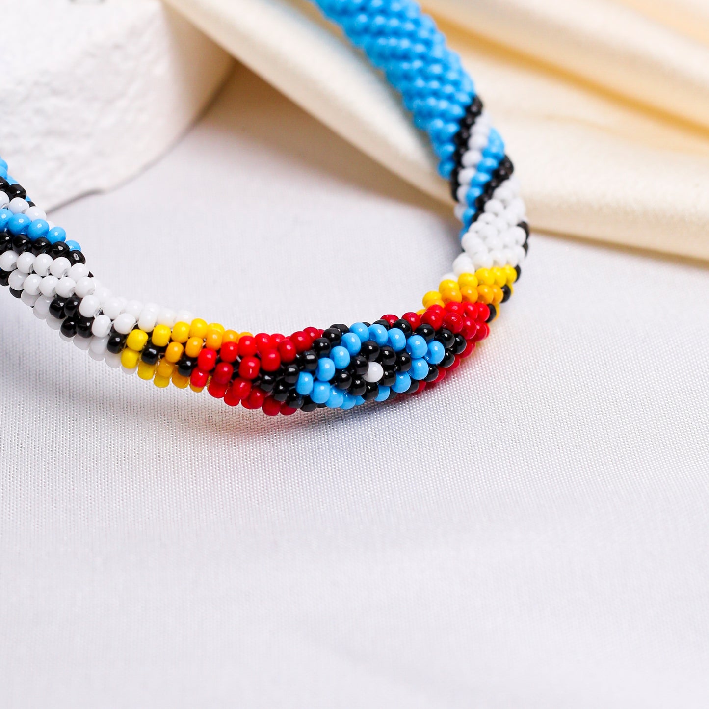 Women's Handmade Dark Blue Eye Beaded Bracelet