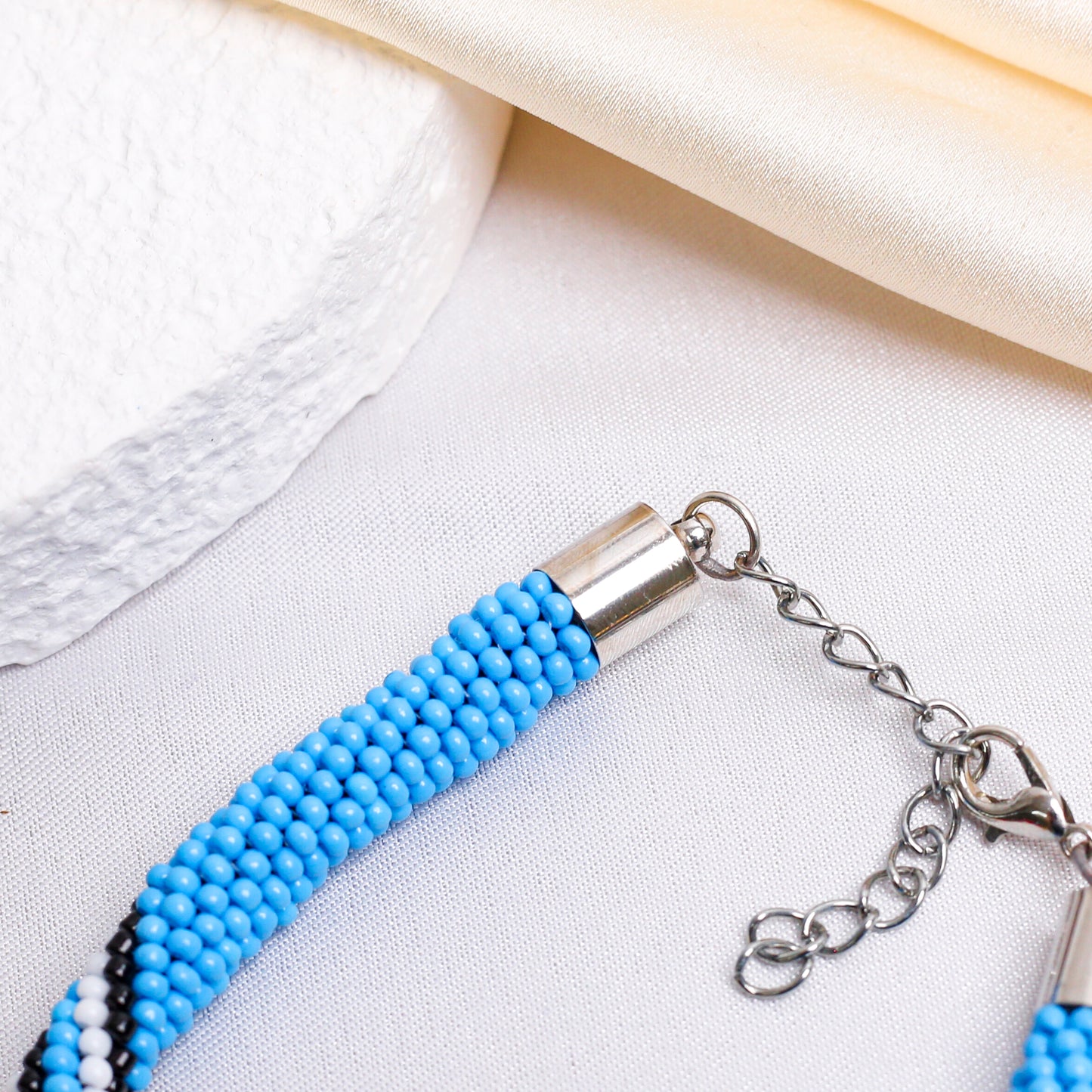 Women's Handmade Dark Blue Eye Beaded Bracelet