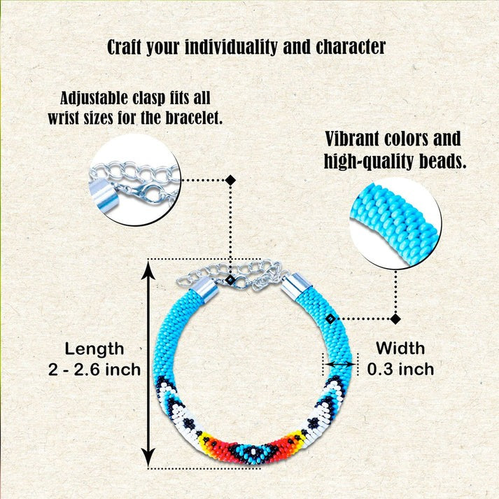 Women's Handmade Dark Blue Eye Beaded Bracelet