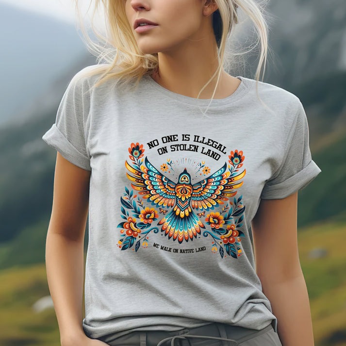 No One Is Illegal On Stolen Land Colorful Eagle Unisex T-Shirt/Hoodie/Sweatshirt