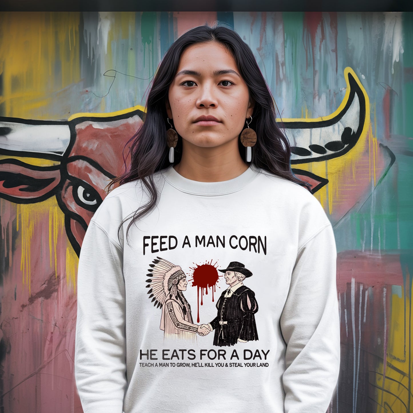 Feed a Man Corn – No One Is Illegal on Stolen Land Unisex T-Shirt/Hoodie/Sweatshirt