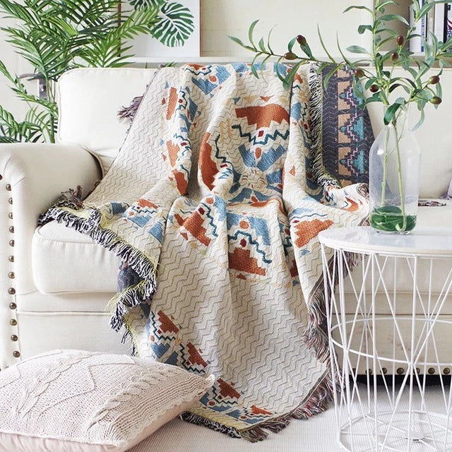 Tribal Bohemian Tapestry Tablecloth – Warm Colors, Soft Texture