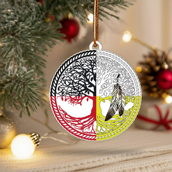Sacred Circle Feather Ornament Unique Christmas Gift Decor Flat Acrylic