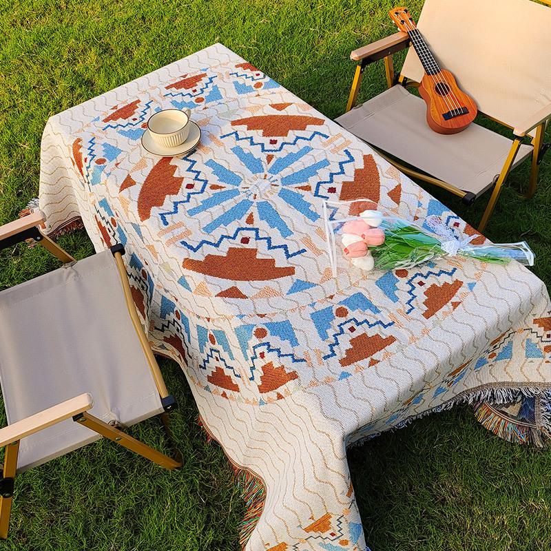 Tribal Bohemian Tapestry Tablecloth – Warm Colors, Soft Texture
