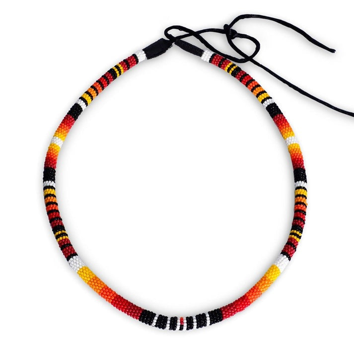 Orange Line Pattern Beaded Fedora Hatband for Men/Women Beaded Brim with Native American Style