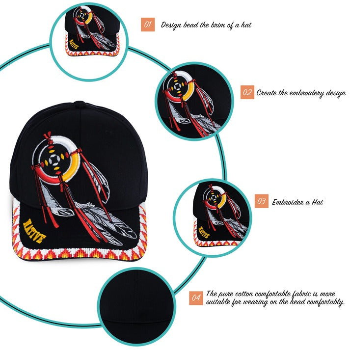 Dreamcatcher Embroidered Beaded Baseball Cap With Brim Unisex Native American Style