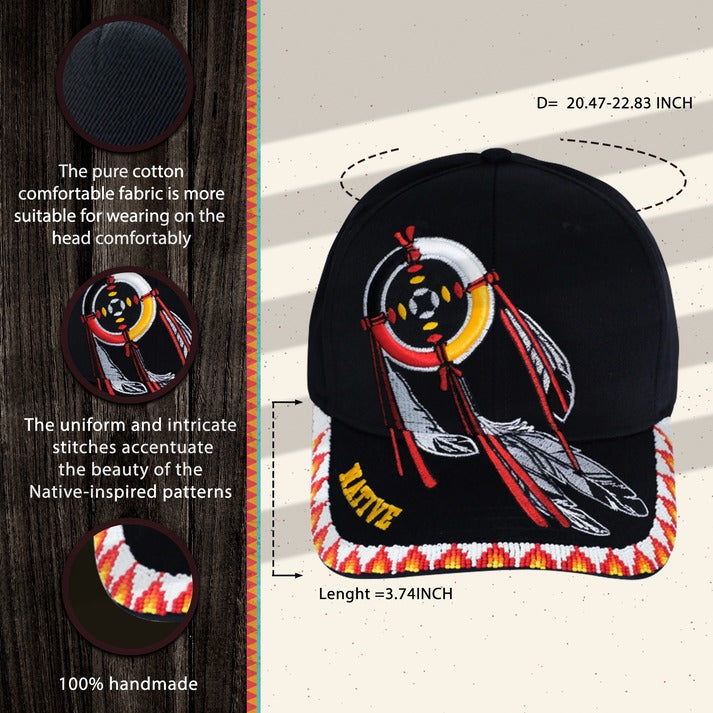 Dreamcatcher Embroidered Beaded Baseball Cap With Brim Unisex Native American Style