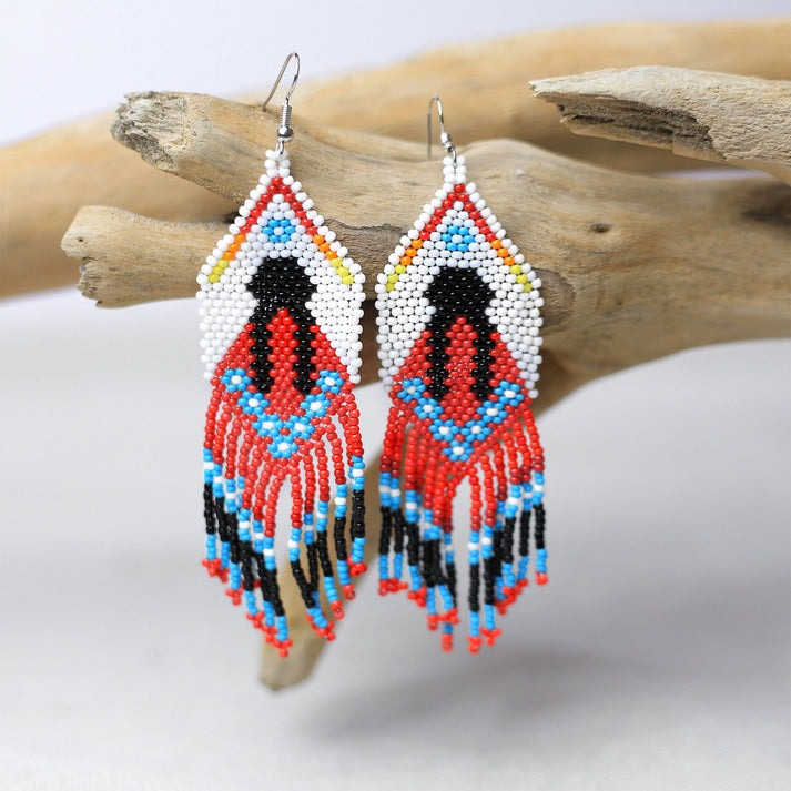 Indigenous Women Pattern Beaded Handmade Earrings For Women