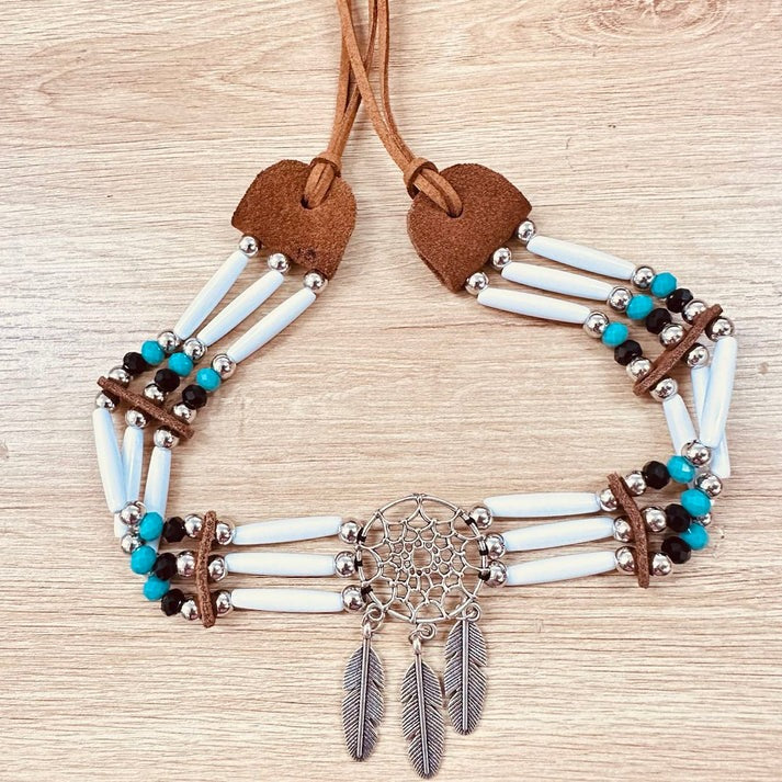 Native Buffalo Bone Bead Choker Tribal Jewelry