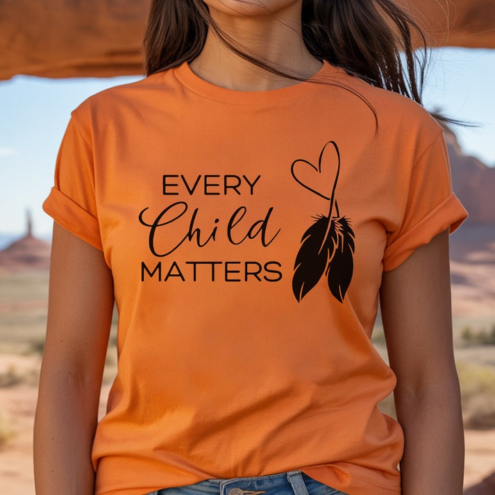 Every Child Matters Minimalist Heart Feather Design Unisex T-Shirt/Hoodie/Sweatshirt